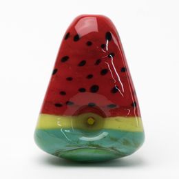 Latest Colourful Watermelon Pyrex Thick Glass Smoking Tube Handpipe Portable Handmade Dry Herb Tobacco Oil Rigs Philtre Bong Hand Pipes DHL