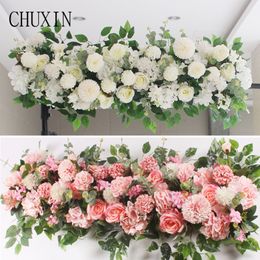 simulation row silk ball stage road leadership Wedding Table background arch door decoration flower 201222