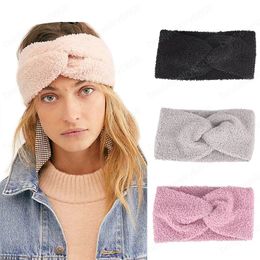 Soft Lamb Headband Cross Hair Bands Female Bezel Turban Women Hair Accessories Autumn Winter Head Hoop Headwear