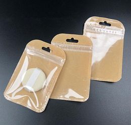 7*11cm Small kraft paper bag Jewellery Lock Reclosable Poly Bags clear Mini Thick Pouch