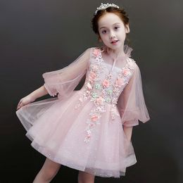 Çocuk prenses elbise doğum günü elbise küçük konak piyano kostümleri çiçek kız fleabane acı acı fleabane iplik elbise