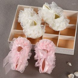 cotton newsboy cap UK - Newborn Baby Girl Pink Soft Cloth Flower Crib Shoes Bow Anti-Slip Prewalker Shoe1