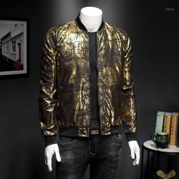 Luxury Black Gold Print Party Jacket Outfit Club Bar Coat Casaca Hombre 2020 Spring New Jacquard Bomber Jackets Men Clothes1