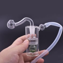 Wholesale cheap mini clear 10mm female Glass water oil rig Bong mini Travel dab rig with glass oil bowl and silicone hose