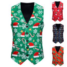 xmas vest Men's Fashion Banquet Business Tank Tops Casual Christmas Printing Waistcoat Vest Tops Men's Clothing S-XXL 2020