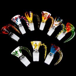 8 Style Colorful Glass Bowl 14mm 18mm Male Joint Wig Wag Colored Smoking Bong Bowls for Bongs Hookahs Water Pipes Dab Oil