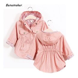 Benemaker Jackets for Girl Children's Windbreaker Baby Kid Clothing Spring Hooded Coats Casual Outerwear 2-8Y Trench YJ021 201126