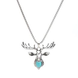 Hip Hop Elk Pendants Necklace Retro Deer Head Alloy Pendant Women Men Necklaces Lovers Fashion Jewellery