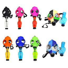 Gas Mask Silicone Pipe with Acrylic Smoking Bong Solid Camo Colors Creative Design Dabber for Dry Herb Concentrate