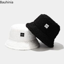 Wide Brim Hats Bauhinia 2021 Winter Warm Panama Bucket Hat Men Women Print Faux Fur Hip Hop Gorros Fishing Fisherman1