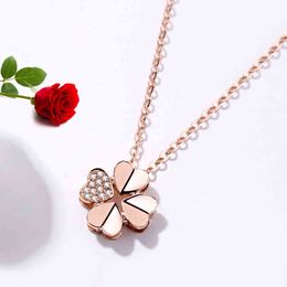 18k Plated Rose Gold Clover Necklace Women's 925 Sterling Silver Colour Chain Pendant Headdress Gift