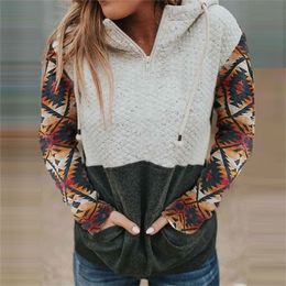 Women Patchwork Fleece Sweatshirts Autumn Winter Pullover Warm Hoodies Fashion Long Sleeve Teddy Hoodie Pullover Tops B28 201217