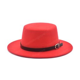 New Classic Black Flat Top Bowler Hat European American Wool Fedora Hat For Women Wide Brim Jazz Cap Feminino Gorra