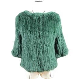 Harppihop*New hot sale women real rabbit fur knitted coat jacket vests wraps smock overall 11 colors black beige 201212