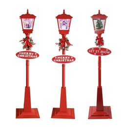 Christmas Decorations Iron Street Light Decor Red Landscape Post For Family Outdoor Yard