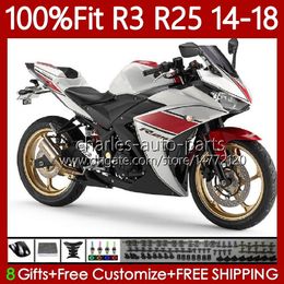 Injection Fairings Kit For YAMAHA YZFR3 YZF-R25 YZFR25 2014-2018 102No.29 YZF R3 R25 YZF-R3 2014 2015 2016 2017 2018 Bodywork YZF R 3 25 14 15 16 17 18 OEM Body glossy silvery