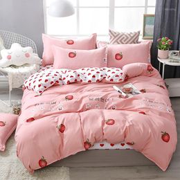 Bedding Sets Classic Set Pink Strawberry Bed Linen Duvet Cover Pastoral Sheet Simple Style Home Textiles 4pcs/set King Queen1