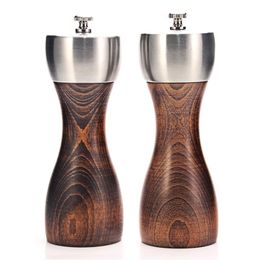 Wood Salt and Pepper Grinder - Wooden Mills, Gourmet Precision Mechanisms Premium Sea & Peppercorns 220311