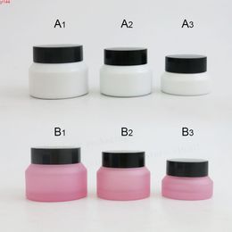 12 x 15G 30G 50G Pink White Make up Glass Jar With Black Lids Seal 1oz Container Cosmetic Packaging, Skin Care Potgood qualtity
