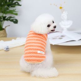 Dog Apparel puppy fleece vest pet clothing autumn and winter schnauzer teddy striped