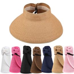 2020 New Women Summer Visors Hat Foldable Sun Hat Wide Large Brim Beach Hats Straw Hat chapeau femme Beach UV Protection Caps