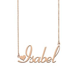 Isabel name necklaces pendant Custom Personalized for women girls children best friends Mothers Gifts 18k gold plated Stainless steel Jewelry