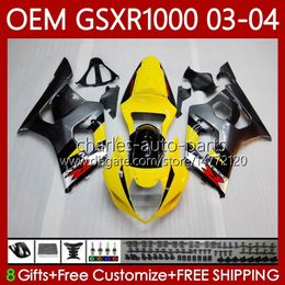 Injection Mould Body For SUZUKI GSX-R1000 GSXR 1000 CC GSXR-1000 K 3 2003-2004 Bodywork 67No.2 K3 1000CC GSXR1000 03 04 GSX R1000 2003 2004 OEM Fairings kit yellow glossy blk