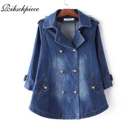 Rihschpiece Spring Oversize Jeans Jacket Women Poncho Vintage Denim Jackets Long Sleeve Basic Coat Female Pocket Jacket RZF1216 201027