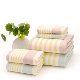 Towel Stripe 100% Cotton Bath Towels Sets For Adults High Quality Bathroom Face Squre Terry Set 3 PCS/set Drop Ship1