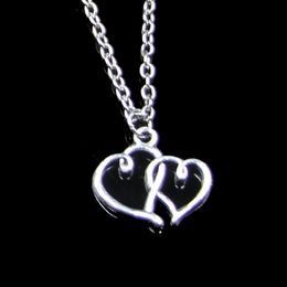 Fashion 19*19mm Double Hearts Pendant Necklace Link Chain For Female Choker Necklace Creative Jewellery party Gift