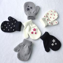 Baby Winter Warm Mittens Kids Knitted Gloves Boys Girls Anti-chaos Grabbing Mitten Infants Scratch Stars mittens 1-4 year M2939