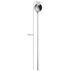 Long Handle Round Scoops Stainless Steel Electroplate Multi Colour Coffee Stirring Spoons Home Hotel Bar Kitchen Ladle New Arrival 3 2sz G2