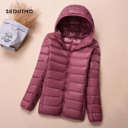 SEDUTMO Winter Plus Size 3XL Womens Down Jackets Short Ultra Light Duck Coat Autumn Warm Hooded Puffer Jacket ED152 201103