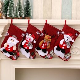 Socks New Year Gifts Santa Claus Candy Gift Bag Christmas Stocking Kids Christmas Tree Ornaments Fireplace Decoration SN2053