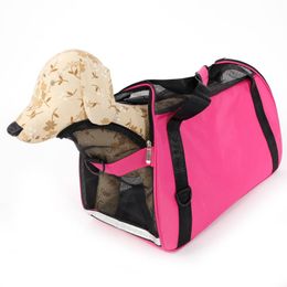 Dog Supplies Hollow-out Portable Breathable Waterproof Pet Handbag Rose Red L Dog Carrier