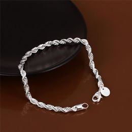 Charm Bracel silver plated chain charm bracelet twisted Link bracelets & bangles