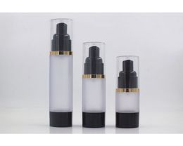 15ML frosted black plastic airless bottle gold line lotion/emulsion/serum/liquid foundation/whitening essence cosmetic packing