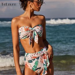 Sexy High Waist Bikini 2020 Swimwear Women Swimsuit Bandeau Bikinis Set Swimming Suit Bathing Suit Summer Biquini Beachwear T200708