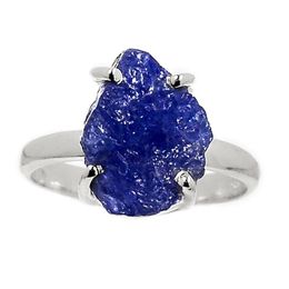 Genuine Tanzanite Rough Ring 925 Sterling Silver Women Jewellery gift Size : 8.25 211217