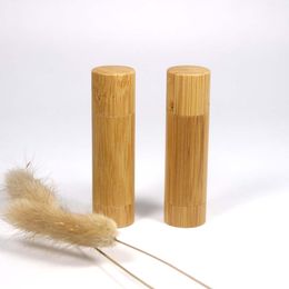 5pcs Round Natural Bamboo Lip Balm Container Lipstick Tube DIY Cosmetic Makeup Lip Stick tube