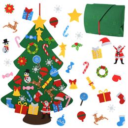 9 Style Kids DIY Felt Christmas Trees Christmas Decoration for Home Navidad 2021 New Year Gifts Christmas Ornaments Santa Claus Xmas Tree