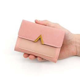 New Korean Women's wallet Short Card Holder Three-fold Candy Colour Ladies Clutch Wallet