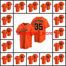 Jersey Men Women Youth #35 Brandon Crawford 28 Buster Posey 26 Anthony DeSclafani Custom Orange