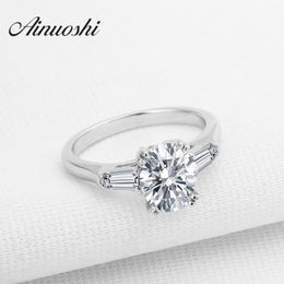 Real Pure 925 Sterling Silver Ring Sona Synthetic Simulated Oval Cut Woman Wedding Engagment Ring Brides Anniversary Finger Ring Y200106