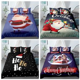 2/3pcs Christmas Duvet Cover with Pillowcase Bed Quilt Covers Santa Claus Pattern Home Textile New Year Sleeping Bedding Set 201127