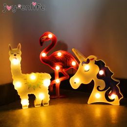 Lovely Alpaca Flamingo Unicorn Lamp 3D Night Light Kids Gift Toy For Baby Children Bedroom Bedside Decoration Desk Table Lights C0125