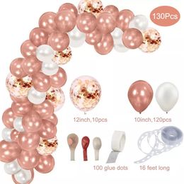 130Pcs Rose Gold Balloon Arch Garland Kit Latex Confetti Balloons for Wedding Bridal Birthday Party Decorations Baby Shower Girl 220217