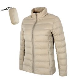 Matte Woman Ultra Light Duck Down Jacket Stand Collar Warm Outwear Soft Coats 211221
