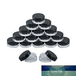 200PCS X 2g 3g 5g 10g 15g 20g Transparent Sample Jars Pot Containers with Black Lids for Makeup Face Cream Lip Balms Storage