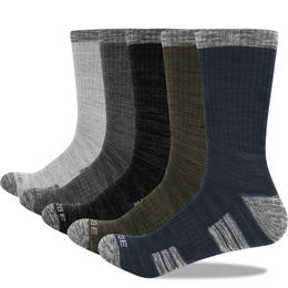 YUEDGE Men's 5 Pairs Terry Cushion Cotton Crew Socks Outdoor Hiking Walking Backpacking Trekking Athletic Sports Socks 38-45 EU 201112